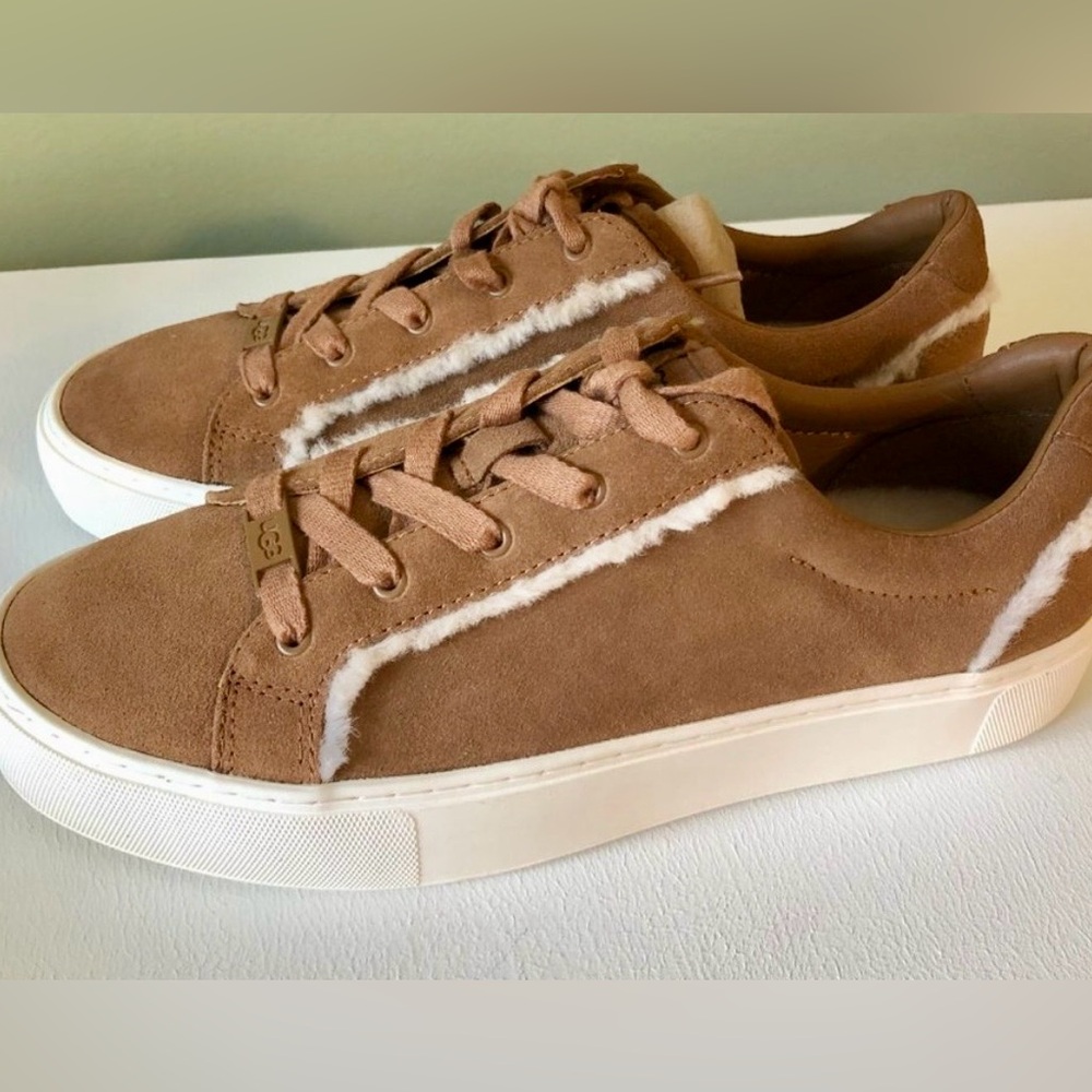 Brand New Ugg Zilo Heritage Suede Sheepskin Sneakers Chestnut 9.5 M - Picture 7 of 9